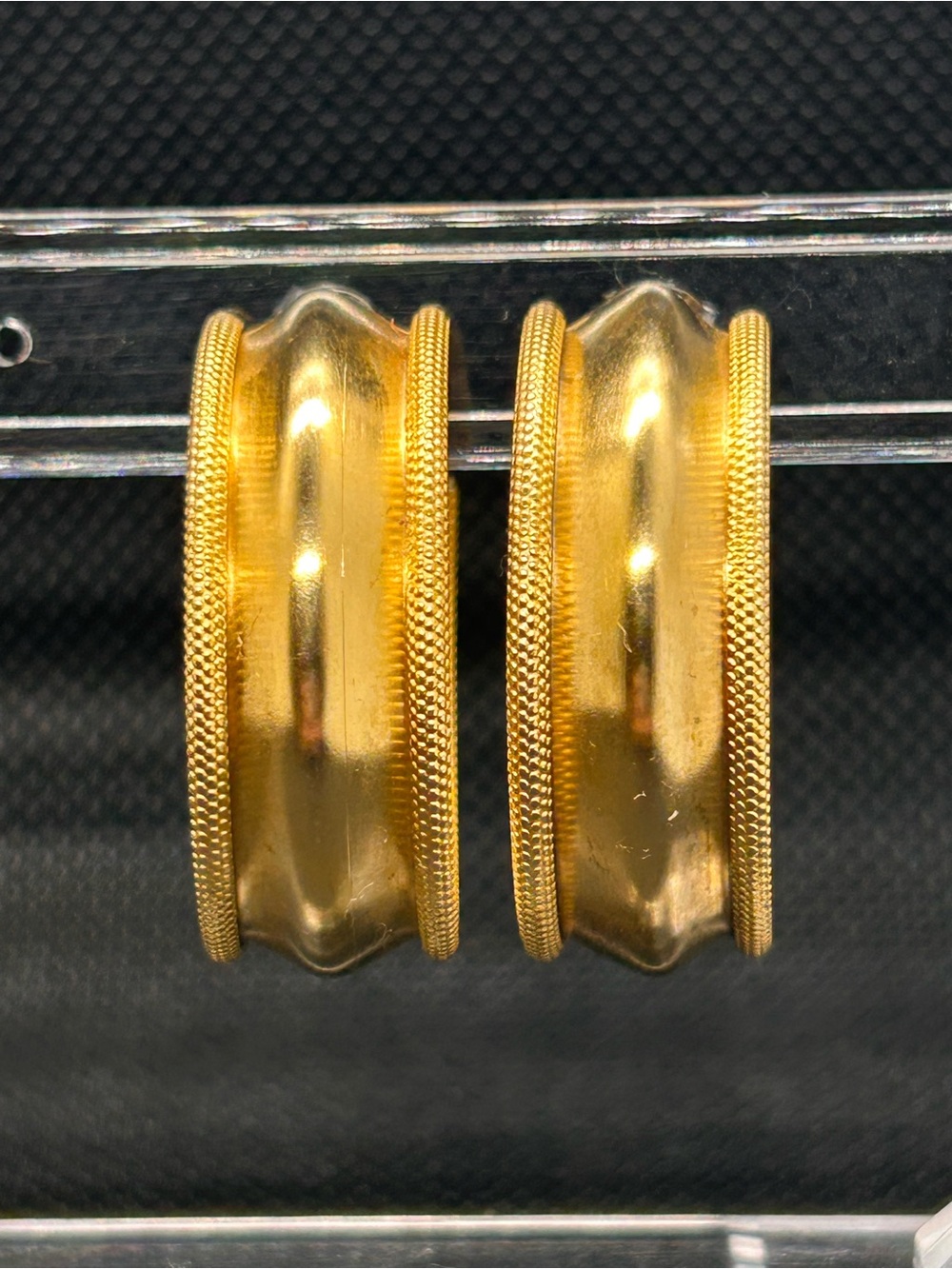 Gold-Tone Ribbed Edge Hoop Earrings - Fashion Jewelry